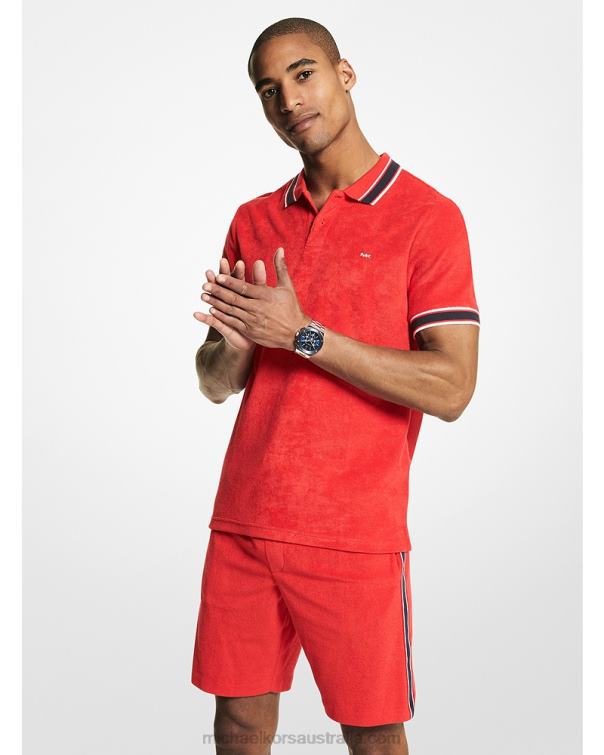 Men True Red 4T06F2914 French Terry Polo Shirt Michael Kors