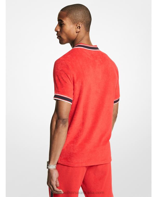Men True Red 4T06F2914 French Terry Polo Shirt Michael Kors