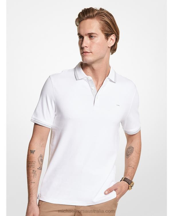 Men White 4T06F2877 Greenwich Cotton Polo Shirt Michael Kors