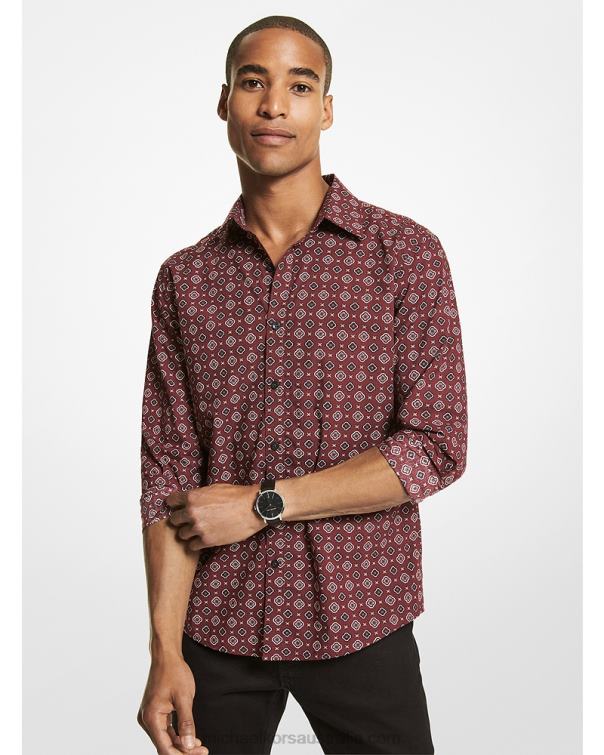 Men Merlot 4T06F3125 Foulard Cotton Blend Shirt Michael Kors