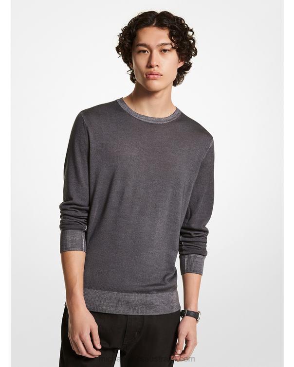 Men Ash 4T06F3059 Washed Merino Wool Sweater Michael Kors