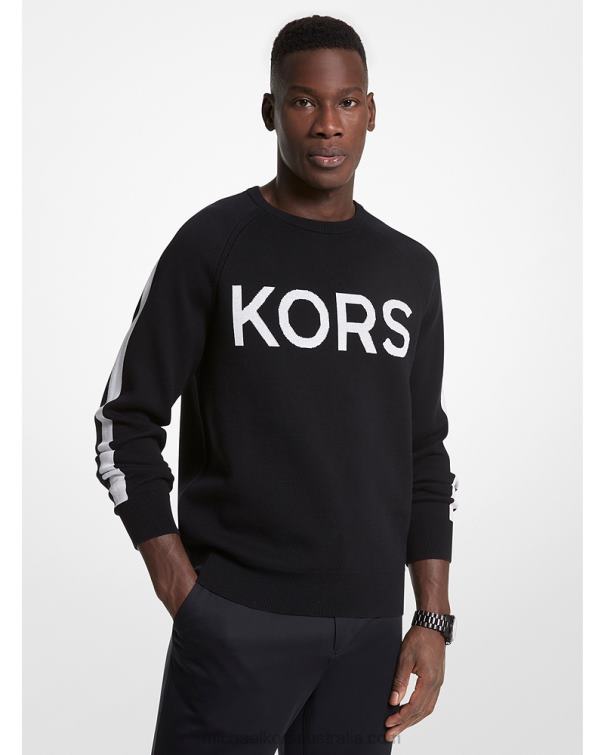 Men Black 4T06F3042 KORS Cotton Blend Sweater Michael Kors