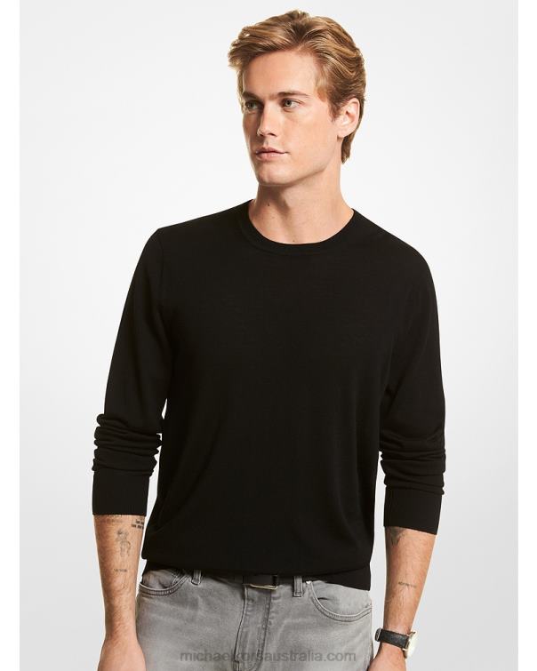 Men Black 4T06F3047 Merino Wool Sweater Michael Kors