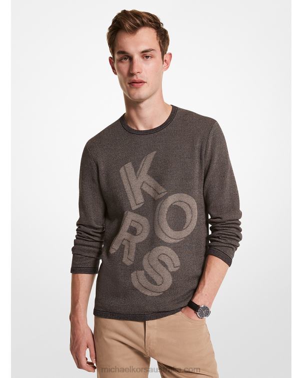 Men Black 4T06F3061 Logo Jacquard Cotton Sweater Michael Kors