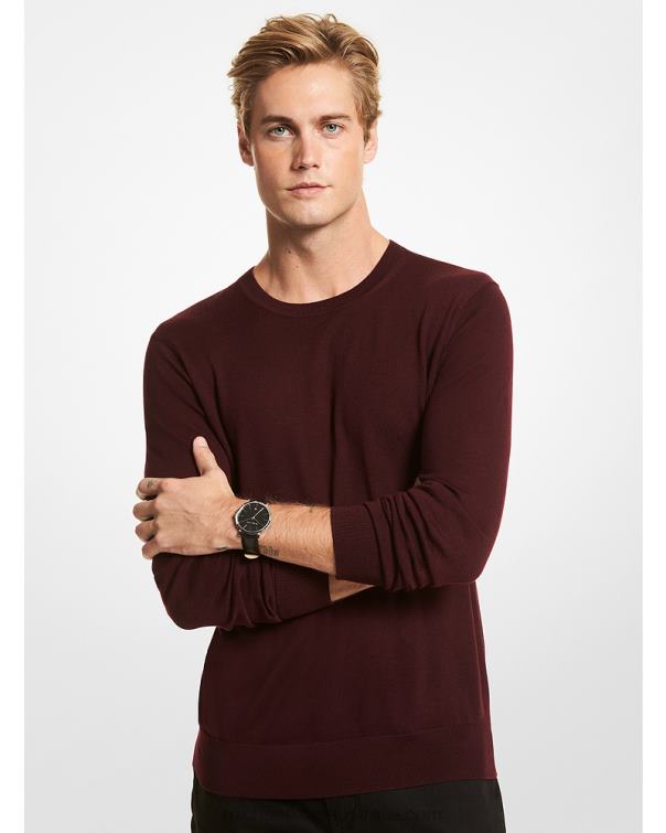 Men Deep Ruby 4T06F3048 Merino Wool Sweater Michael Kors