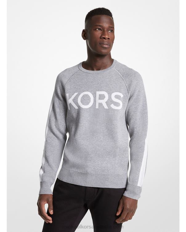 Men Heather Grey 4T06F3041 KORS Cotton Blend Sweater Michael Kors