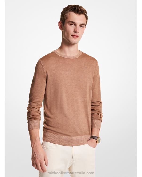 Men Husk 4T06F3058 Washed Merino Wool Sweater Michael Kors