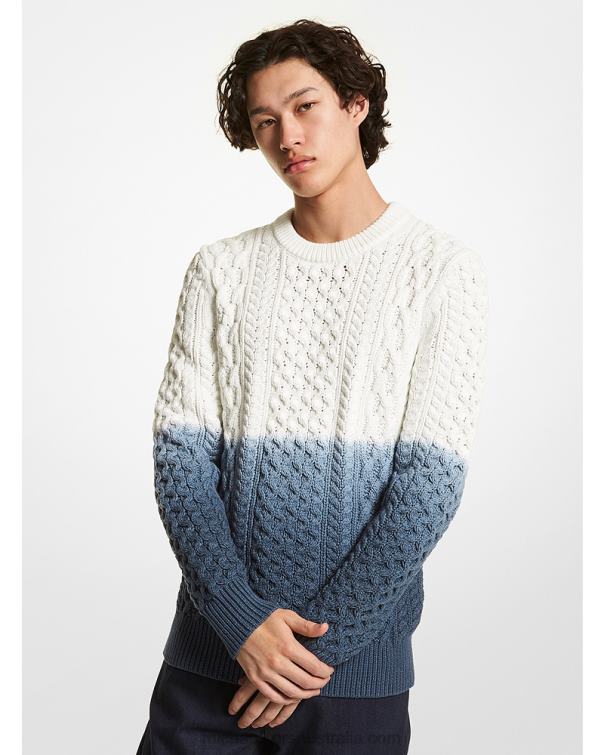 Men Midnight 4T06F3065 Ombre Cable Cotton Blend Sweater Michael Kors