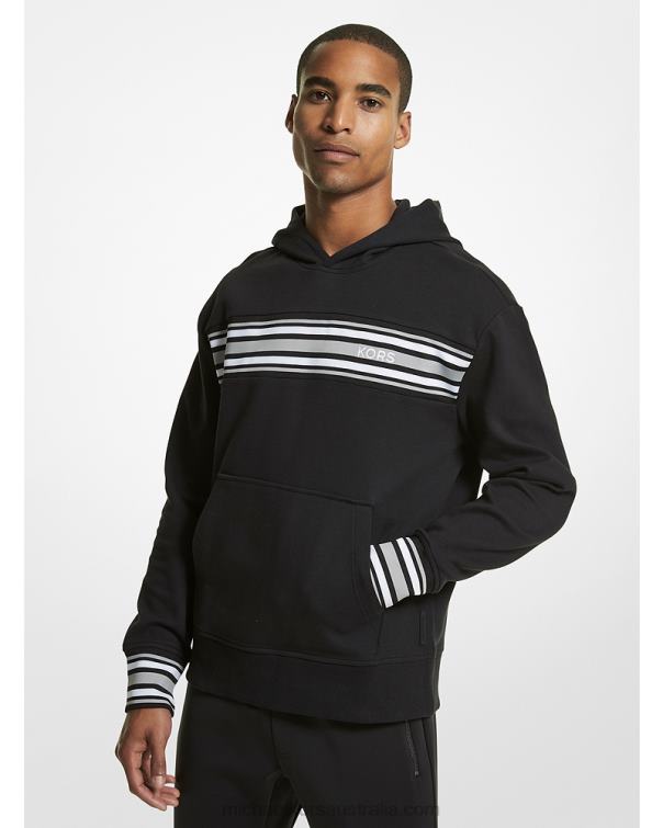 Men Black 4T06F2942 Striped Cotton Blend Hoodie Michael Kors