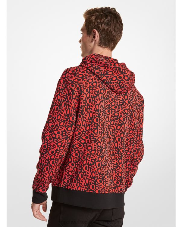 Men Bright Ruby 4T06F2959 Graphic Logo Cotton Blend Hoodie Michael Kors