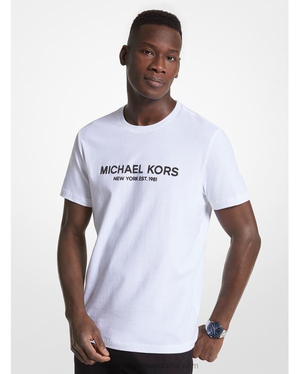 Men White 4T06F2966 Logo Cotton T-Shirt Michael Kors