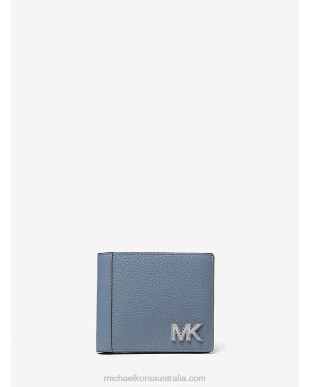 Men Denim 4T06F3233 Hudson Leather Billfold Wallet Michael Kors