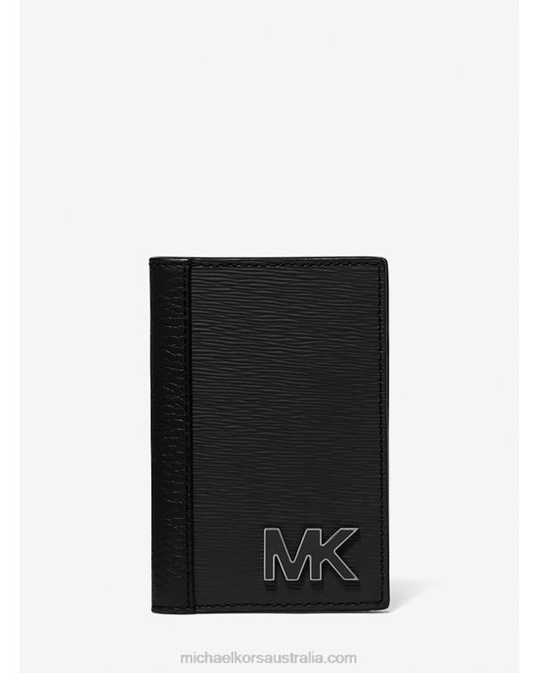 Men Black 4T06F3250 Hudson Leather Card Case Michael Kors