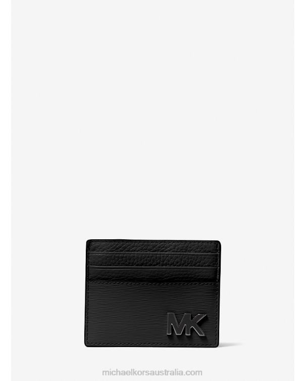 Men Black 4T06F3263 Hudson Leather Card Case Michael Kors
