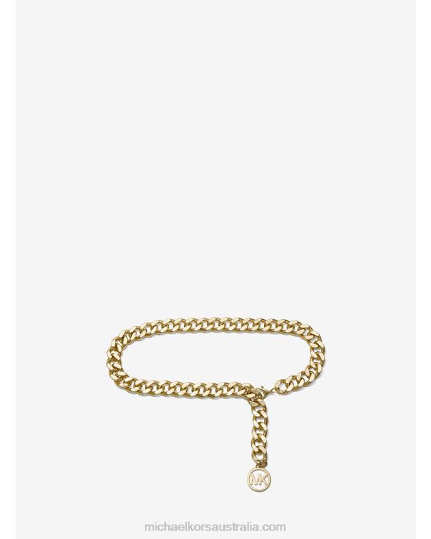 Women Gold 4T06F2701 LogoChain-Link Belt Michael Kors