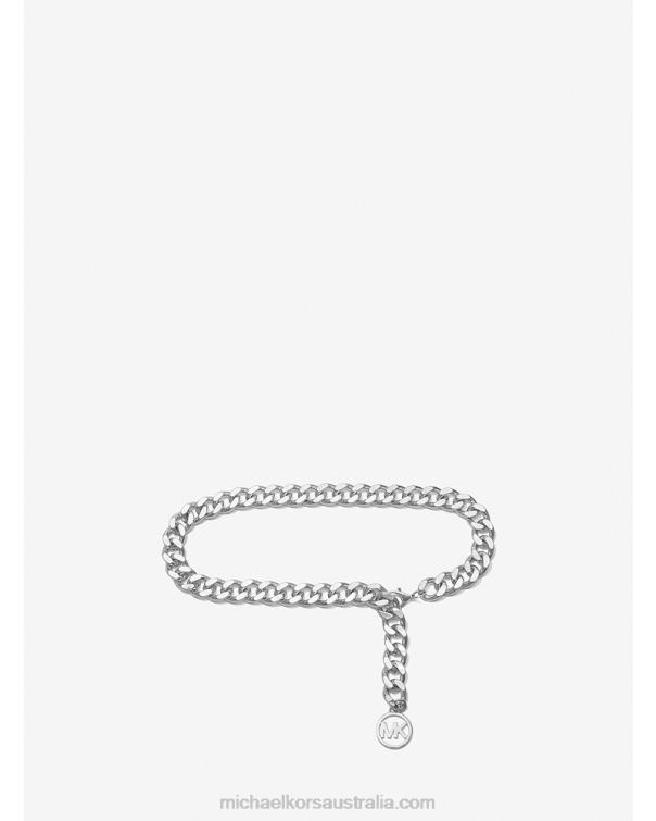Women Silver 4T06F2700 LogoChain-Link Belt Michael Kors