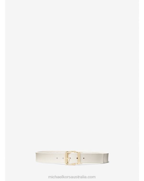 Women Vanilla/Lt Cream 4T06F2702 Reversible Logo and Leather Belt Michael Kors