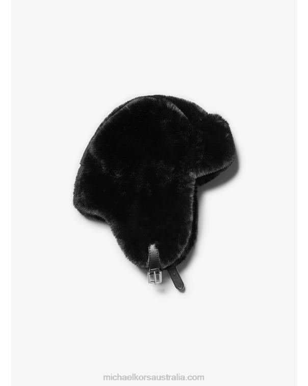 Women Black 4T06F2766 Faux Fur Trapper Hat Michael Kors