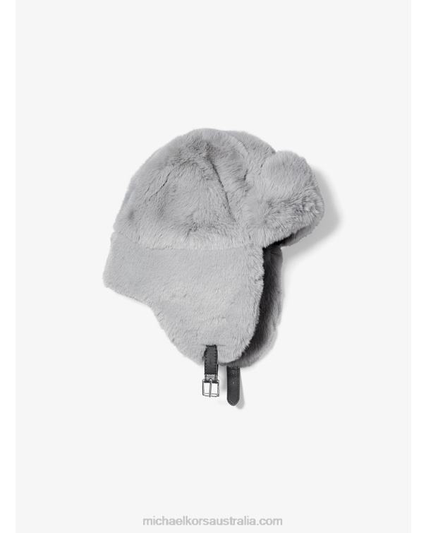 Women Grey 4T06F2765 Faux Fur Trapper Hat Michael Kors
