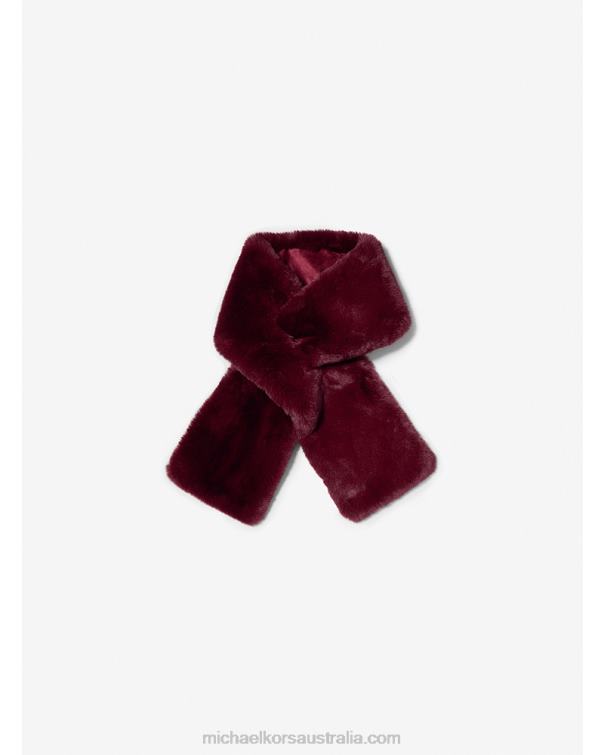Women Merlot 4T06F2768 Faux Fur Pull-Through Scarf Michael Kors