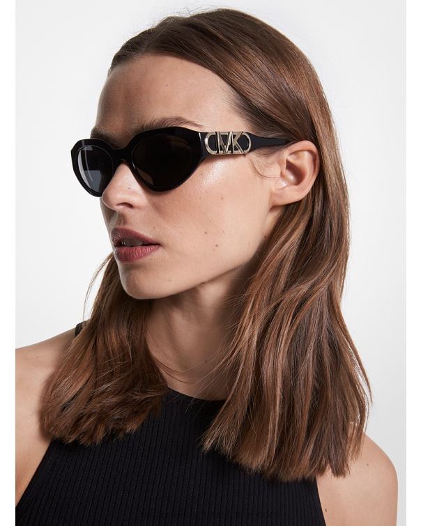 Women Black 4T06F2554 Empire Oval Sunglasses Michael Kors
