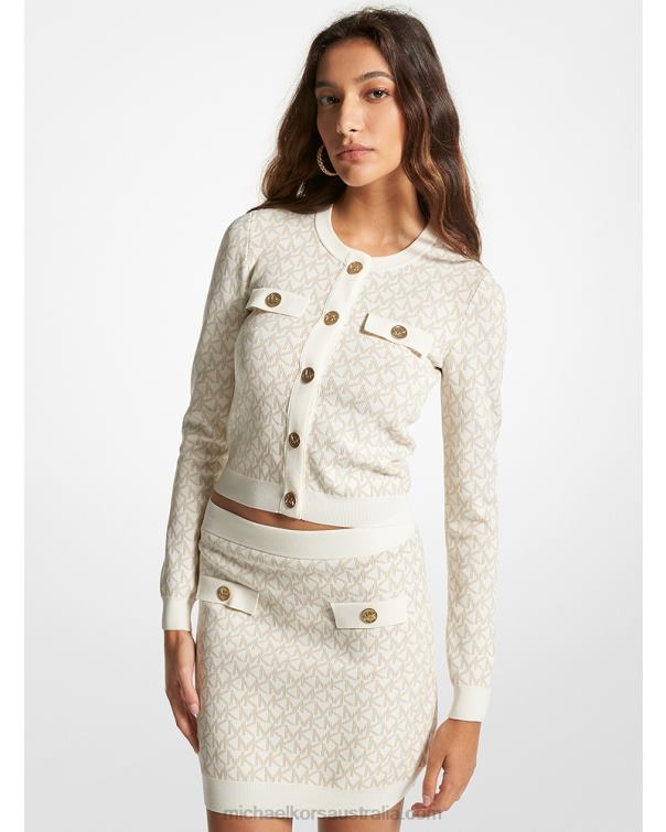Women Bone 4T06F418 Logo Jacquard Cardigan Michael Kors