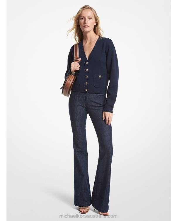 Women Midnightblue 4T06F392 Wool Blend Cardigan Michael Kors