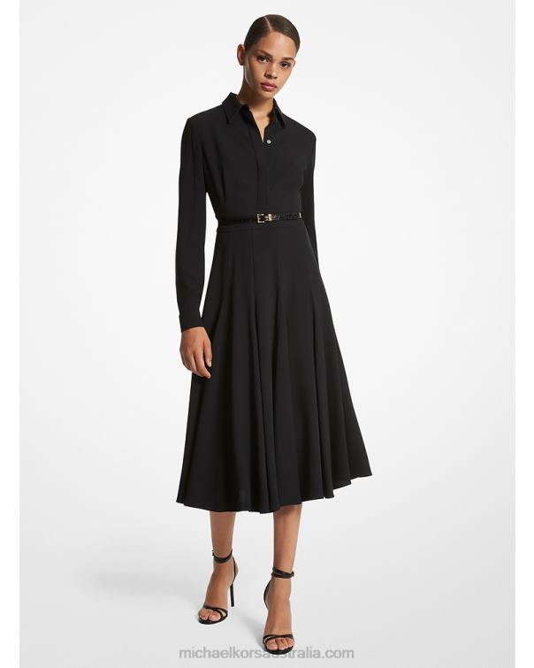 Unisex Black 4T06F3390 Collection Crepe Sable Shirtdress Michael Kors