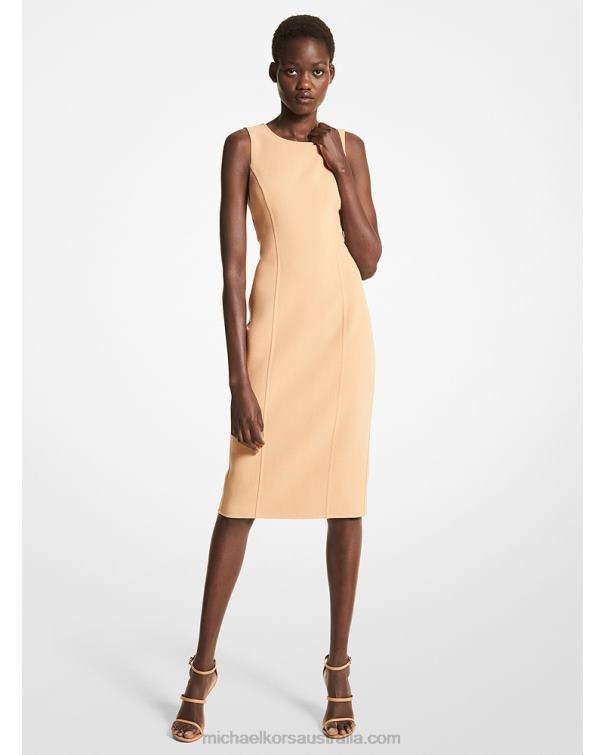 Unisex Camel 4T06F3630 Collection Stretch Wool Sheath Dress Michael Kors