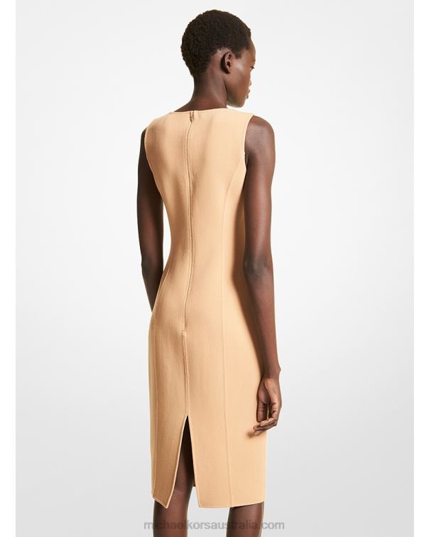 Unisex Camel 4T06F3630 Collection Stretch Wool Sheath Dress Michael Kors