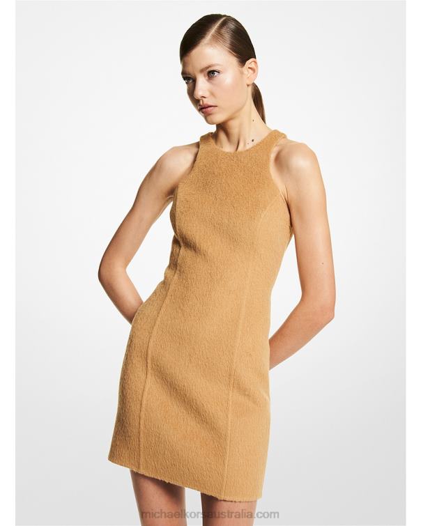 Unisex Camel 4T06F3631 Collection Double Faced Brushed Alpaca Racerback Dress Michael Kors
