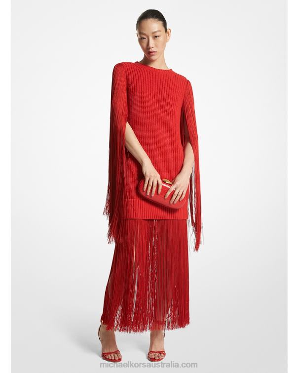 Unisex Poppy 4T06F3478 Collection Cashmere Fringed Dress Michael Kors