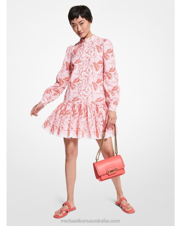 Women Flamenco Coral 4T06F145 Tie-Dye Organic Cotton Terry Dress Michael Kors