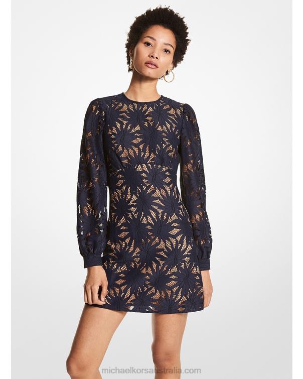 Women Midnightblue 4T06F103 Palm Lace Mini Dress Michael Kors