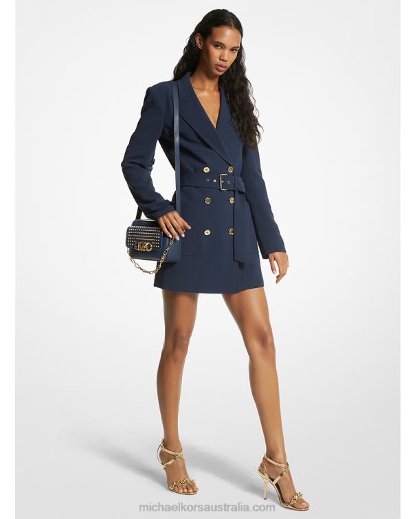 Women Midnightblue 4T06F48 Belted Crepe Blazer Dress Michael Kors