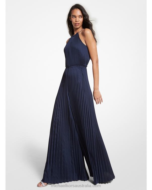 Women Midnightblue 4T06F6 Satin Halter Jumpsuit Michael Kors