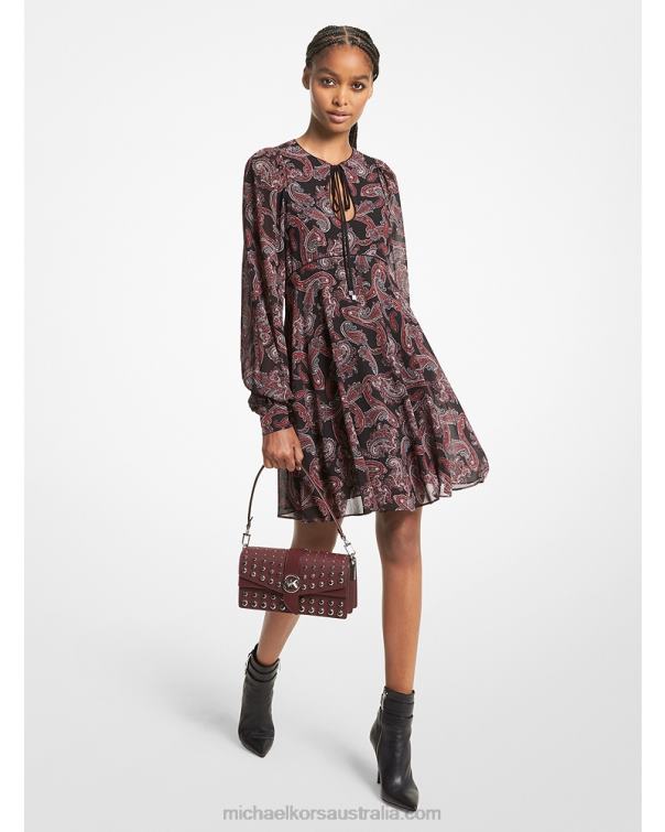 Women Royalpink 4T06F108 Paisley Georgette Dress Michael Kors