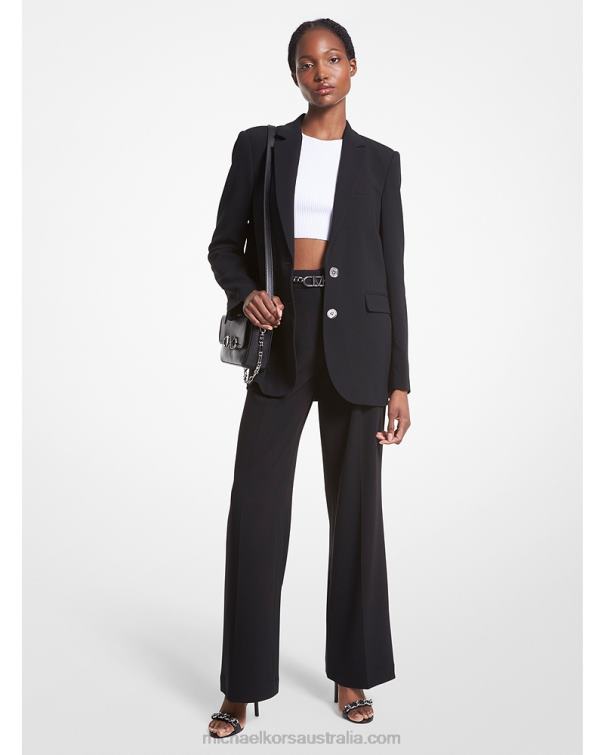 Women Black 4T06F200 Crepe Boyfriend Blazer Michael Kors