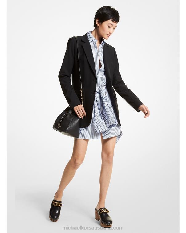 Women Black 4T06F223 Stretch Wool Boyfriend Blazer Michael Kors