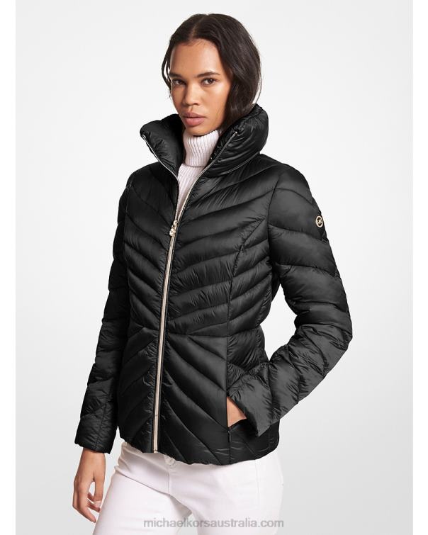 Women Black 4T06F294 Quilted Nylon Packable Puffer Jacket Michael Kors