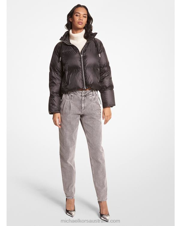 Women Black 4T06F318 Cropped Quilted Puffer Jacket Michael Kors