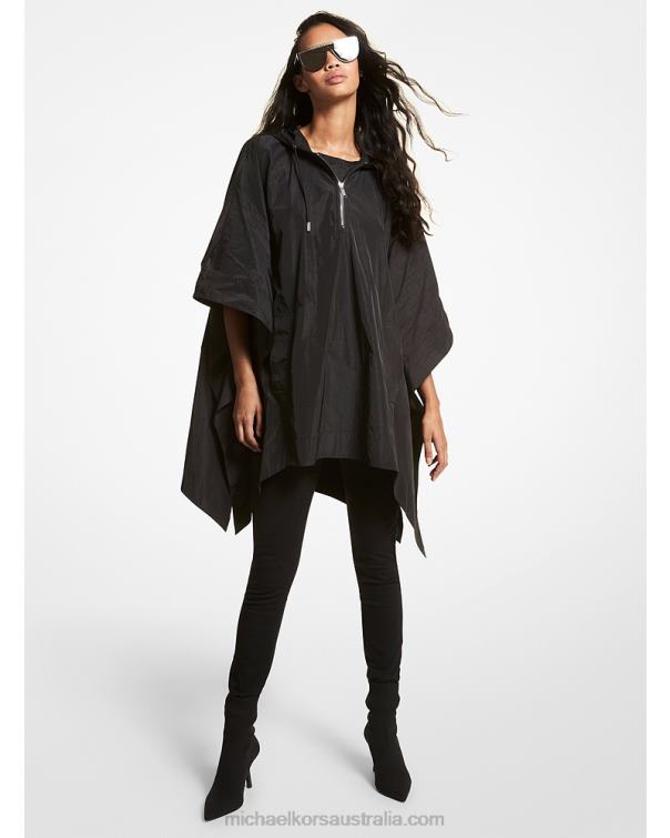 Women Black 4T06F335 Logo Woven Poncho Michael Kors