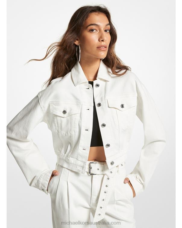 Women Bone 4T06F215 Cropped Stretch Denim Jacket Michael Kors