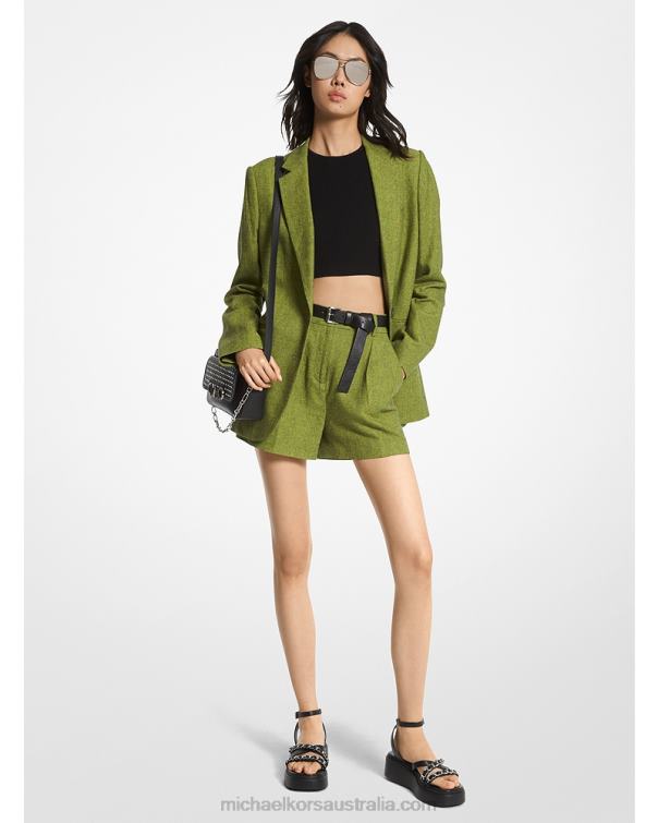 Women Brt Limeade 4T06F321 Linen Blend Boyfriend Blazer Michael Kors