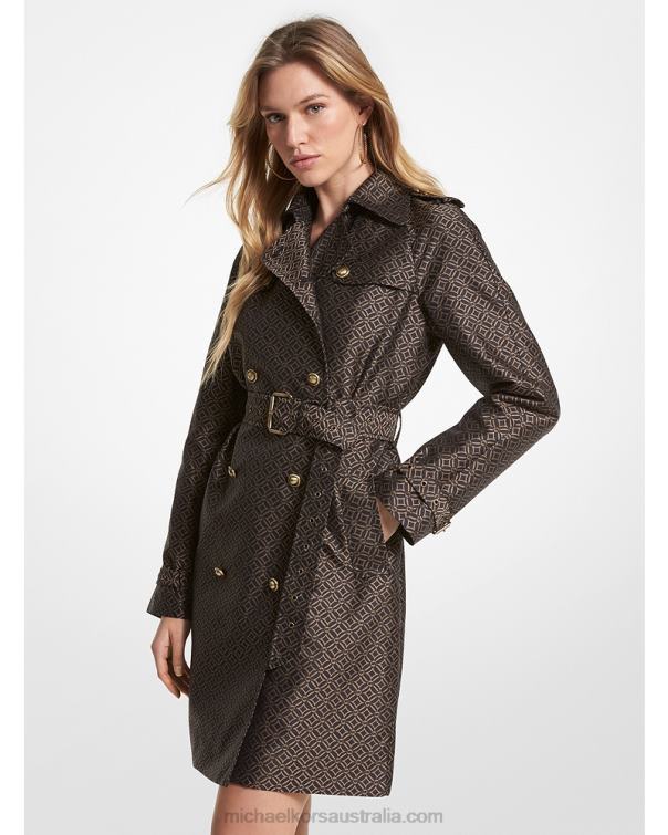 Women Husk 4T06F208 Logo Jacquard Trench Coat Michael Kors