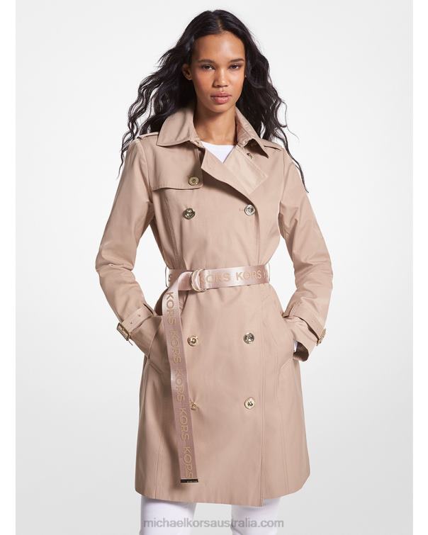 Women Khaki 4T06F207 Cotton Blend Trench Coat Michael Kors