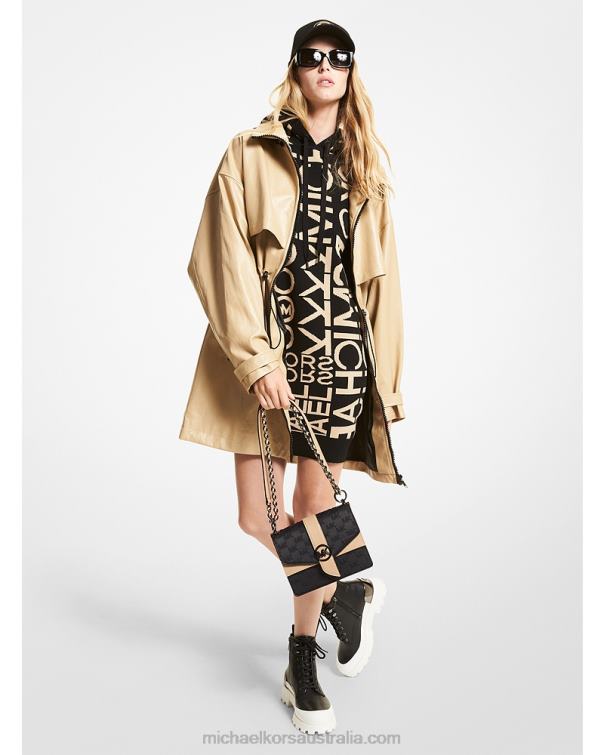 Women Khaki 4T06F230 Faux Leather Anorak Michael Kors