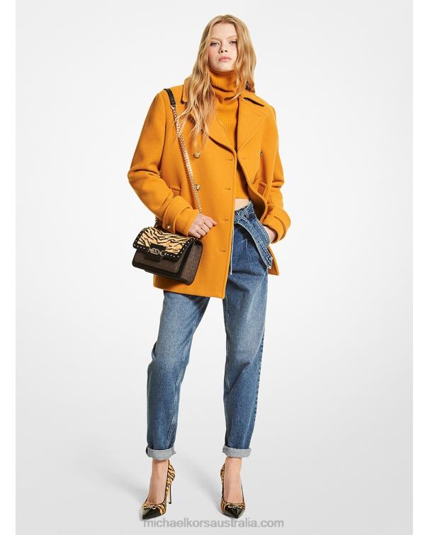 Women Marigold 4T06F312 Wool Melton Peacoat Michael Kors