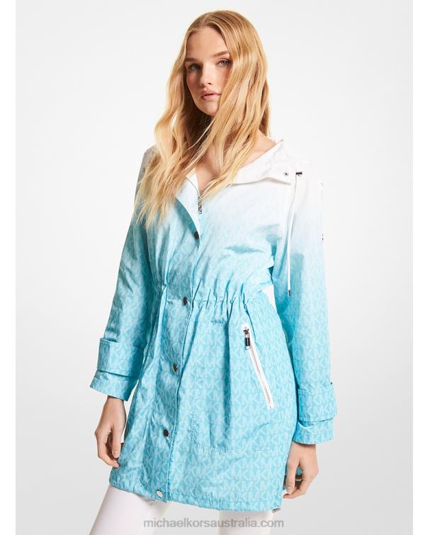 Women Turquoise 4T06F332 Ombre Logo Cire Anorak Michael Kors