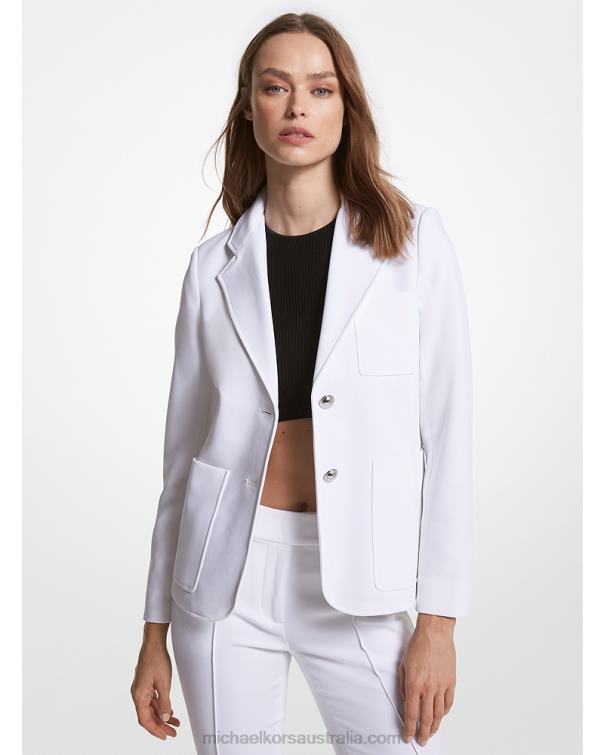 Women White 4T06F224 Stretch Crepe Blazer Michael Kors